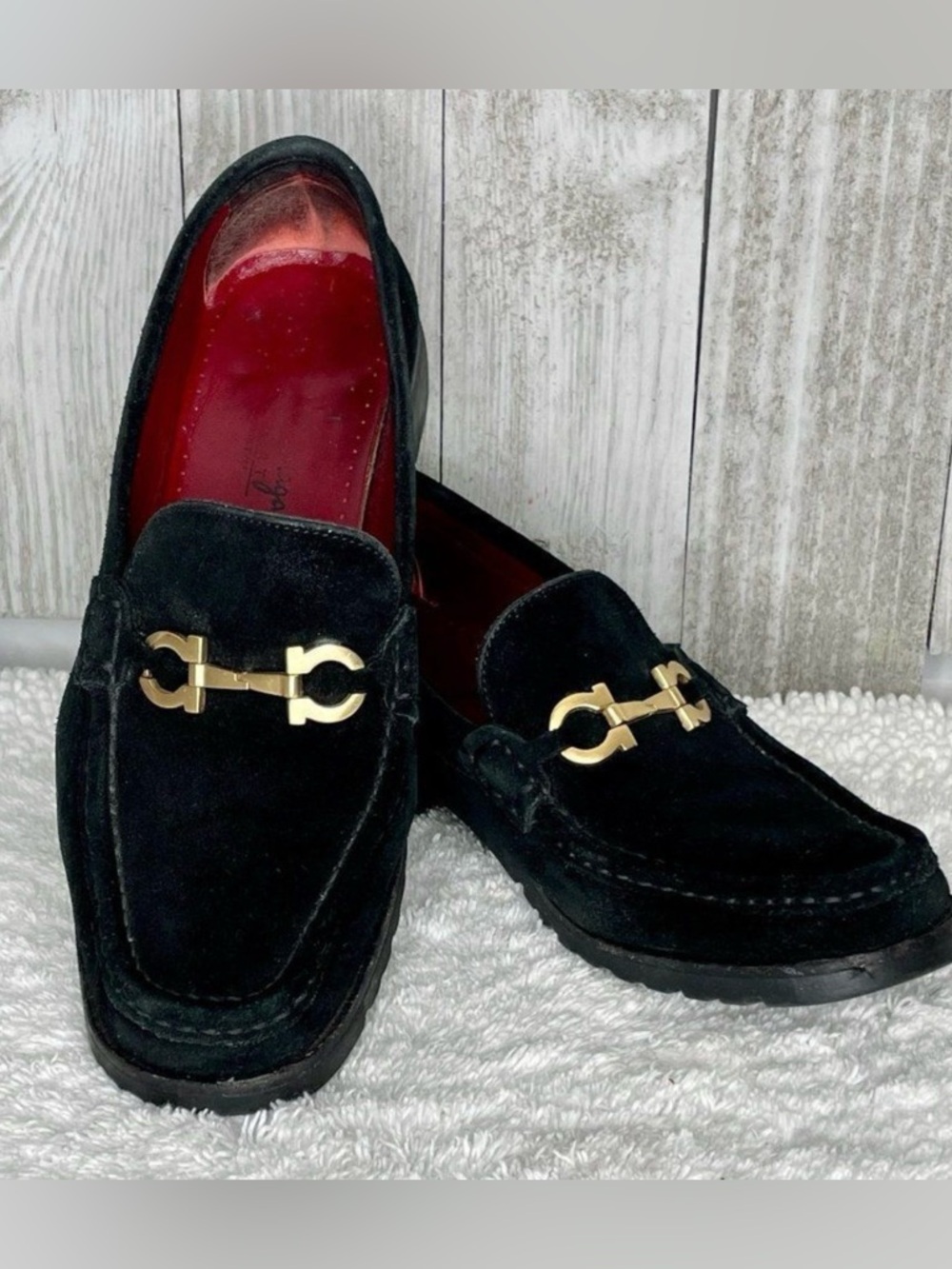 Salvatore Ferragamo Sport Black Suede Loafers Women’s 9.5